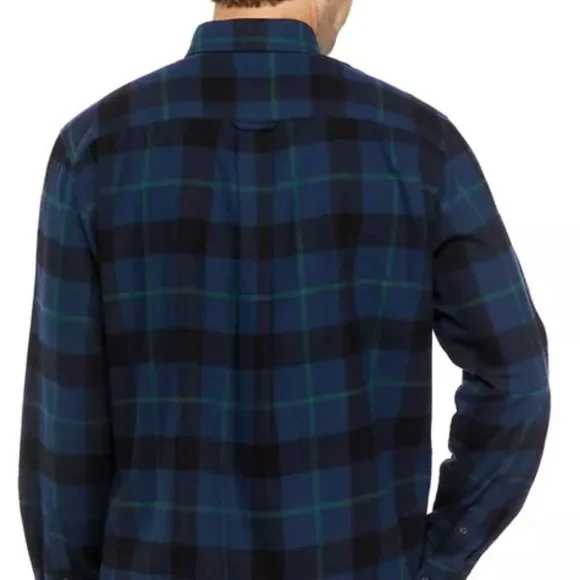 Saddlebred - Men's Long Sleeve Flannel Plaid Button Up Shirt XL, Beam Blue - Picture 2 of 6